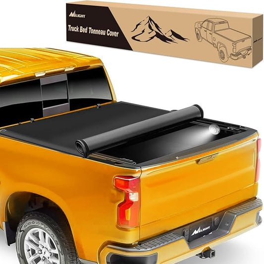 Nilight Soft Roll Up Truck Bed Tonneau Cover Compatible with Ram 1500 2009 2010 2011 2012 2013 2014 2015 2016 2017 2018,5.7ft