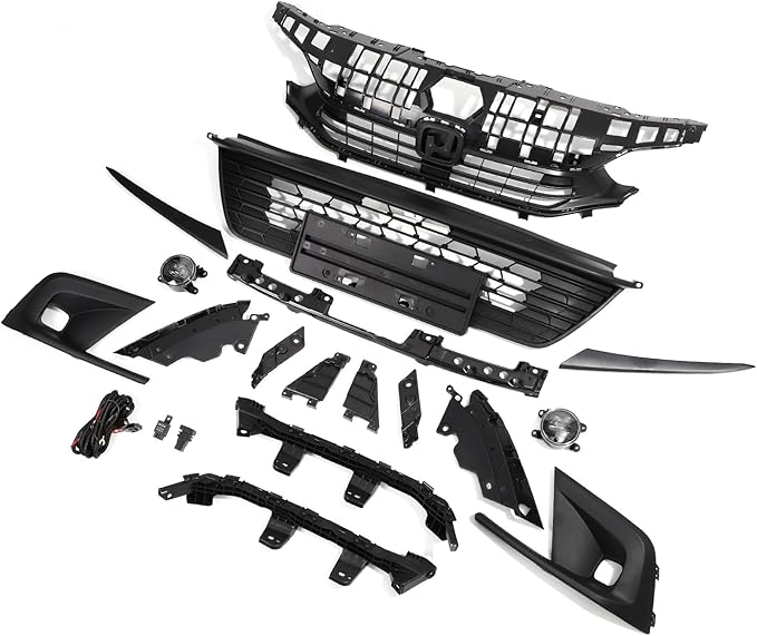 ZXMOTO Black Front Bumper Upper Grill Grille Kit Fit for Honda Civic Sedan 4Door 2022 2023 2024