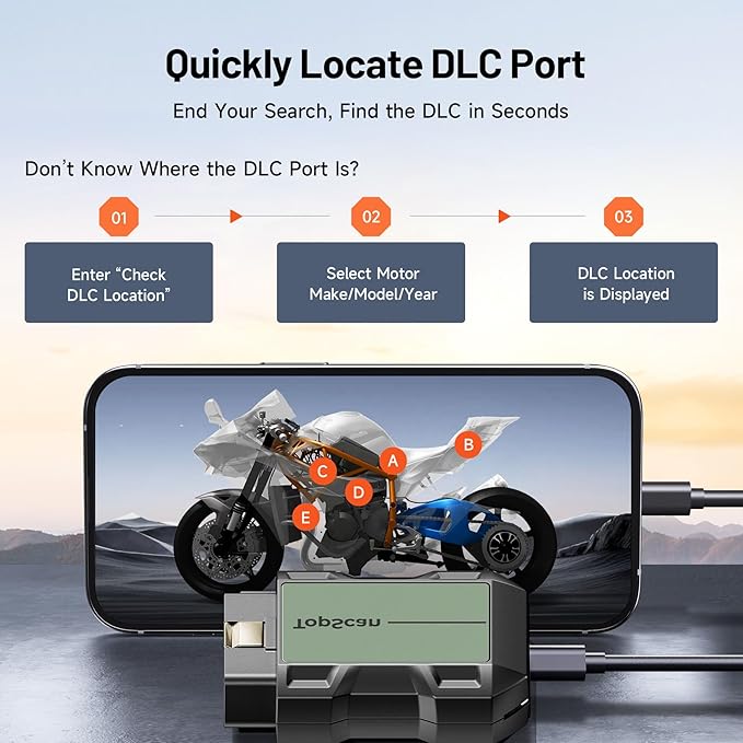 Motorcycle Scan Tool TOPDON TopScan Moto, All System Bidirectional Motorcycle Scanner for Harley, Duca ti, BMW & Japan Brands, Reset Services Motorcycle Diagnostic Scanner, AutoVIN Diagnostic Tool