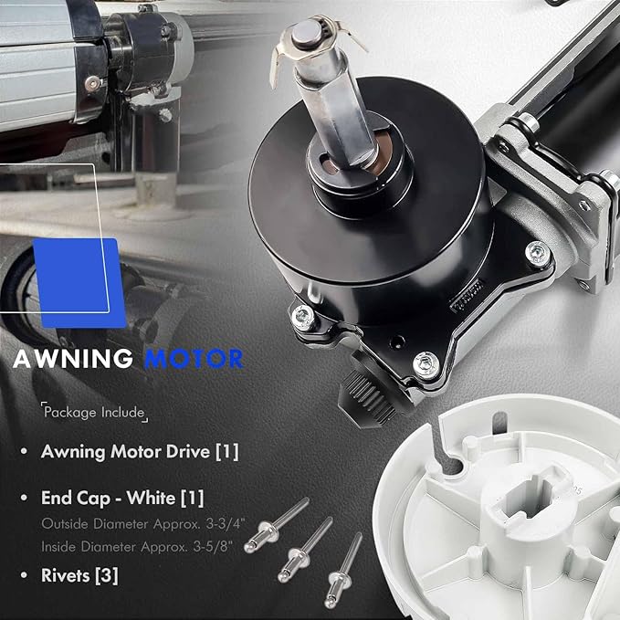 3317084.000B RV Awning Motor Drive Repair Kit Assembly Fit for Dometic 9200 Series Power Awnings Replace# 3316605.001, 3316605.017, White
