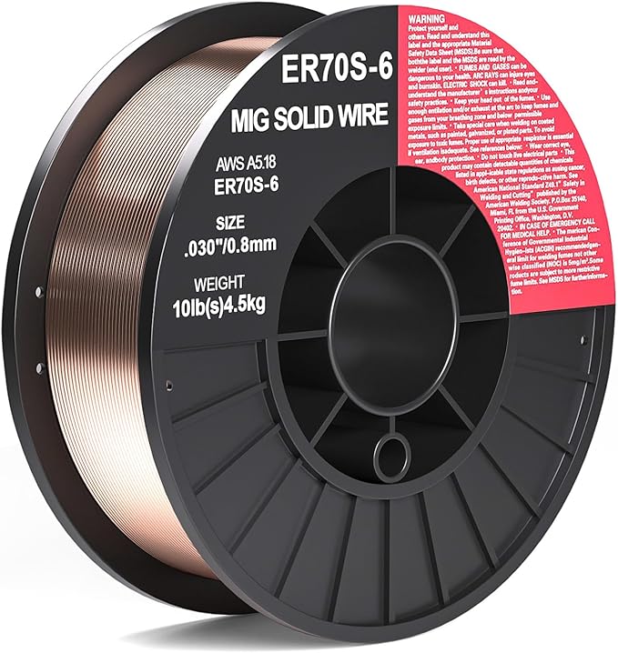ER70S-6 .030"(0.8 mm) on 10-Pound Spool Carbon Steel Mig Solid Welding Wire Strong ABS Plastic Spool Welding Wire