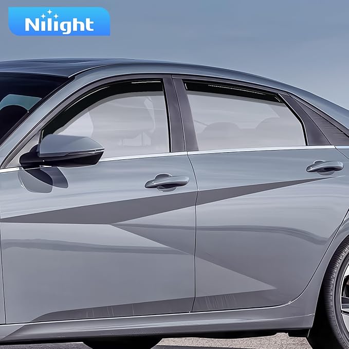 Nilight in-Channel Rain Guards for Hyundai Elantra 2021 2022 2023 2024 2025, Vent Window Visors, Original Window Deflectors-4PCS