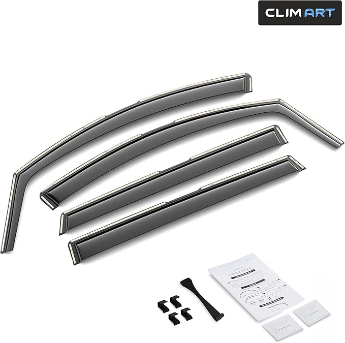 CLIM ART in-Channel Incredibly Durable Rain Guards for Hyundai Santa Fe 2019-2023, Original Window Deflectors, Vent Window Visors, Vent Deflector, 4 pcs. - 619367