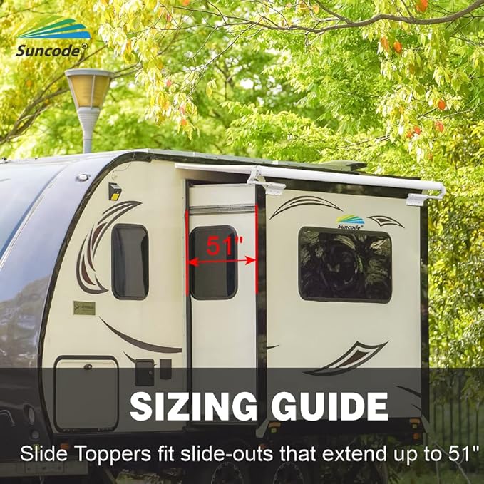 Suncode Slide Topper Awning White RV Slide Out Awning Slide Out Protection Modular Designed for RVs,Travel Trailers,5th Wheels,and Motorhomes 5'7"(5'1"Fabric)