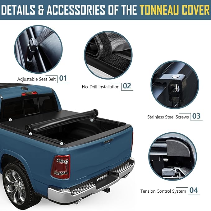 Perfit Liner Soft Roll Up Truck Bed Tonneau Cover 6.5 FT Compatible for 2019-2026 Chevrolet Silverado/GMC Sierra 1500 6.5 FT (79") Bed