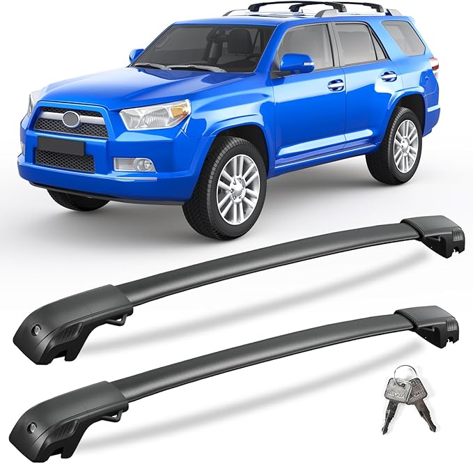 KINGGERI 300lbs Roof Rack Cross Bars Compatible with Toyota 4runner 2010-2024 with Raised Side Rails, Lockable Heavy Duty Aluminum Roof Rails Crossbars Luggage Accessories