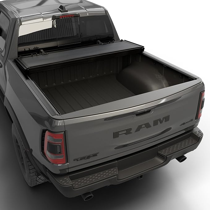 Low Profile Tri Fold Tonneau Cover Fits 2009-2026 Dodge Ram 1500 5'7" Bed Without Ram Box (67.4")