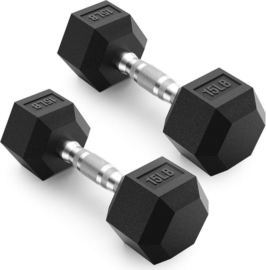 PAPABABE HEX Dumbbell Set 2.5-125lb, Rubber Encased Home Gym Dumbbells, Exercise & Fitness Weights Dumbbells for Women & Men, Hand Weight for Strength Training