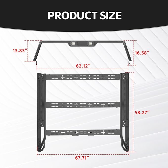13.8" High Overland Bed Racks Truck Cargo Carrier Compatible with 2016-2024 Nissan Titan with 2 LED Lights and Bed Rails, Full-Size Truck Rear Ladder Rack Back Cross Bars