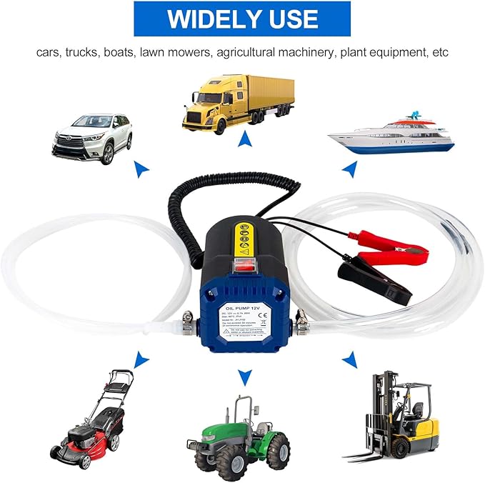 AIGMISON Oil Change Pump Extractor, 12V 80W Electric Oil Transfer Pump, Motor Oil Diesel Fluid Pump with Tubes