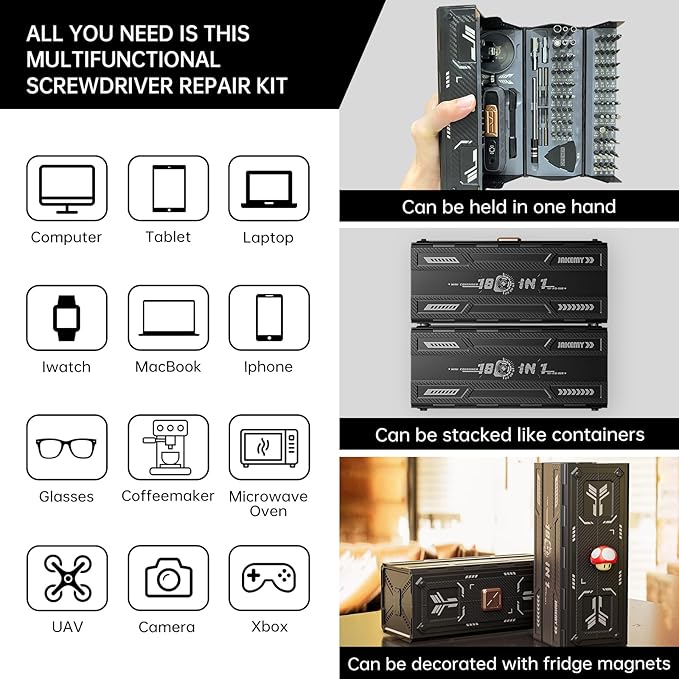 Mini Precision Screwdriver Set,JAKEMY 180 in 1 Laptop Screwdriver Repair Tool Kit,Magnetic Multi-Bit Tiny Screwdriver Bit Kit for DIY,Computer,PS5,Xbox,RC Car,Jewelers,Glasses,Watch,Home