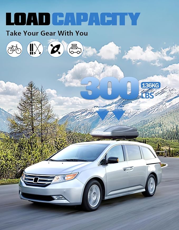 FengYu 300lb Lockable Roof Rack Cross Bars Compatible with Honda Odyssey 2011-2017 with Raised Side Rails, Heavy Duty Aluminum Roof Rails Crossbars Cargo Bars Canoe Rooftop Black Carrier Luggage