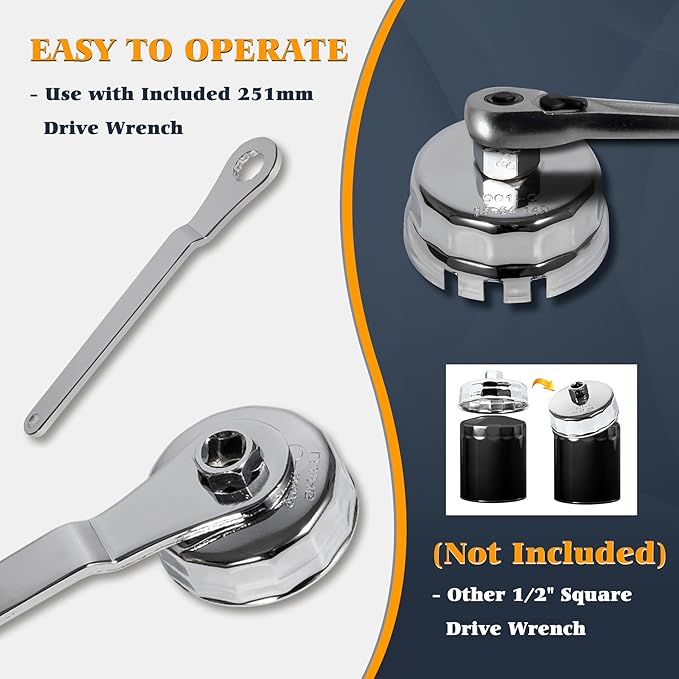 Oil Filter Wrench Set, 31PCS Oil Filter Socket Set, Oil Filter Cap Removal Tool, 1/2" Drive Stainless Steel 27mm 32mm 36mm 64mm-101mm Compatible with Volvo, BMW, Toyota, Nissan, etc