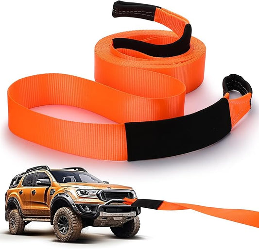 Windyun 2" x 50 ft ft Recovery Tow Strap Road Straps Heavy Duty Tow Rope Recovery Rope with Reinforced Loops and Protective Sleeves for Vehicle Truck Winching Gear Accessories 20, 000 Lbs