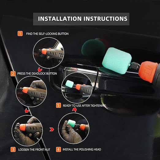 Cordless Rotary Tool, SPTA Cordless Mini Car Polisher, 36Pcs 12V Li-ion Battery IVT 5,000-25,000 RPM Small Buffer Polisher Polishing Foam Pad Set for Polishing Sanding