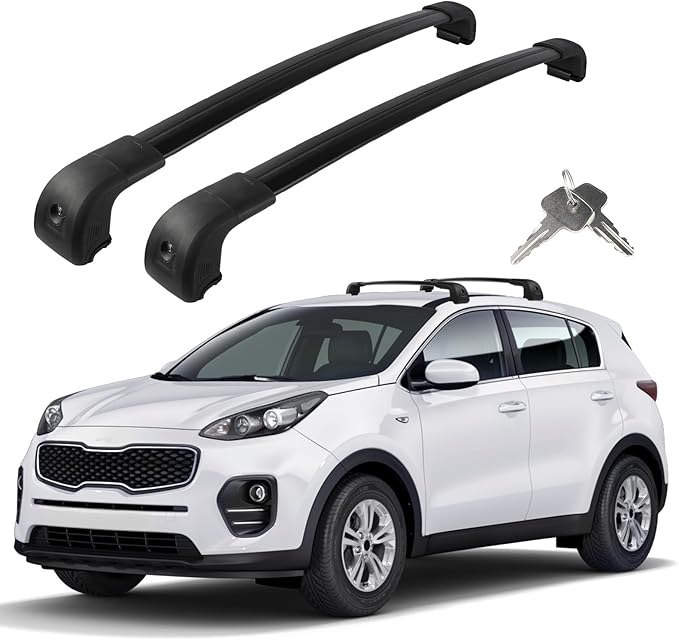 Roof Rack Cross Bars Compatible with Kia Sportage 2017-2021, Adjustable Aluminum Heavy Duty 300 LBS Anti-Theft Lock Cargo Carrier Rooftop Crossbar Accessories for Bike, Basket, Snowboard, Luggage