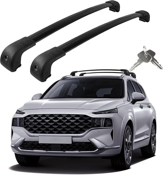 Roof Rack Cross Bars Compatible with Hyundai Santa Fe 2019-2023, Adjustable Aluminum Heavy Duty 300 LBS Anti-Theft Lock Cargo Carrier Rooftop Crossbar Accessories for Bike, Basket, Snowboard, Luggage