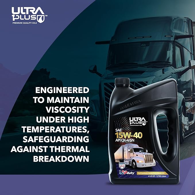 ULTRA 1PLUS SAE 15W-40 Full Synthetic Heavy-Duty Diesel Engine Oil - 15W 40 Motor Oil API CK-4/SN (2 Gallons)