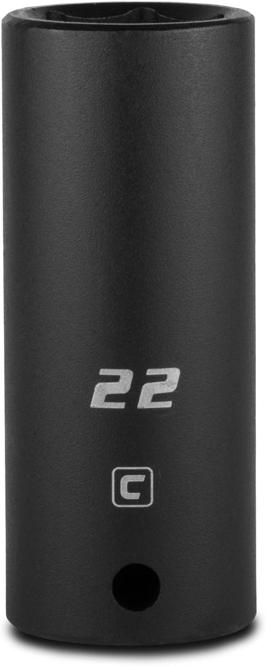 Capri Tools Deep Impact Socket, 1/2-Inch Drive, 6-Point, Metric (22 mm)