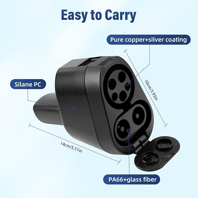 2-in-1 CCS1 & J1772 to Tesla Adapter, 250KW, 80A, Safety Certified, Compatible with Tesla Model S/3/X/Y/Cybertruck, for Level 1/2/3 Charging Stations