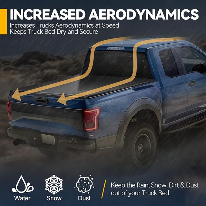 Auto Dynasty Soft Tri-Fold Truck Bed Tonneau Cover Compatible with 2015-2025 Ford F-150 8.2Ft/97.6Inch Fleetside/Styleside Bed, Matte Black Soft Vinyl Top