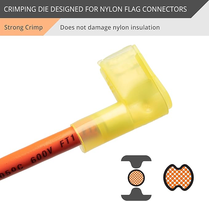 Wirefy ICD-A6 Crimping Die for Insulated Flag Connectors 12-10 AWG – Interchangeable Quick-Change Die for Wirefy Crimping Tools – Precision Crimp for Electrical Terminals