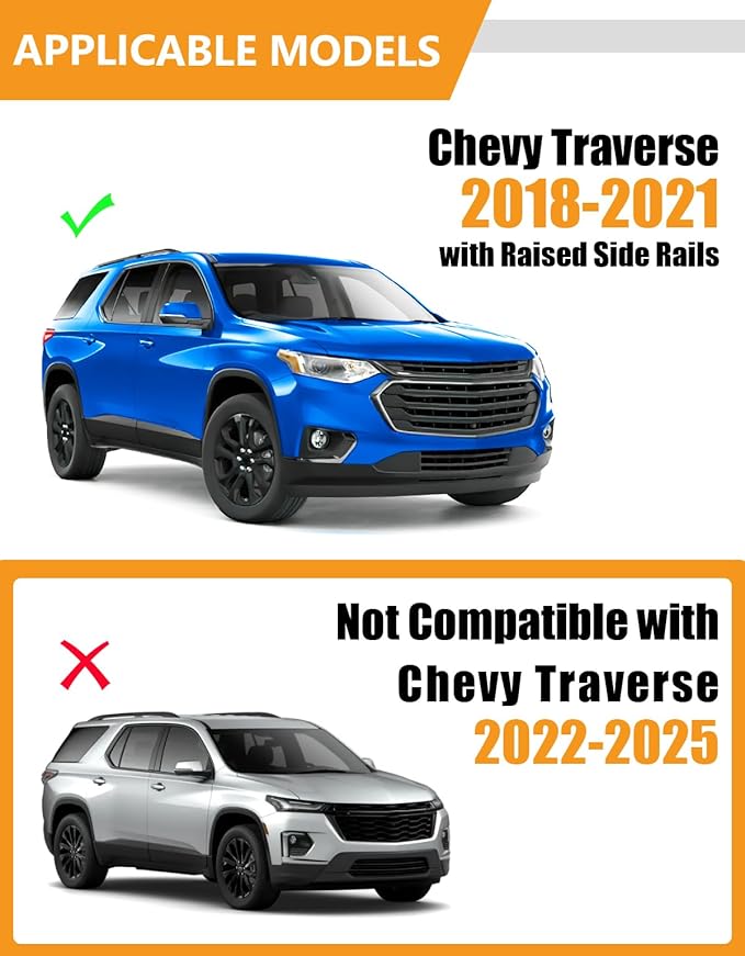 KINGGERI 260lbs Lockable Roof Rack Cross Bar Compatible with Chevrolet Chevy Traverse 2018-2021. Heavy Duty All Aluminum Crossbars Rooftop Cargo Basket Luggage Kayak Canoe Snowboard Bike