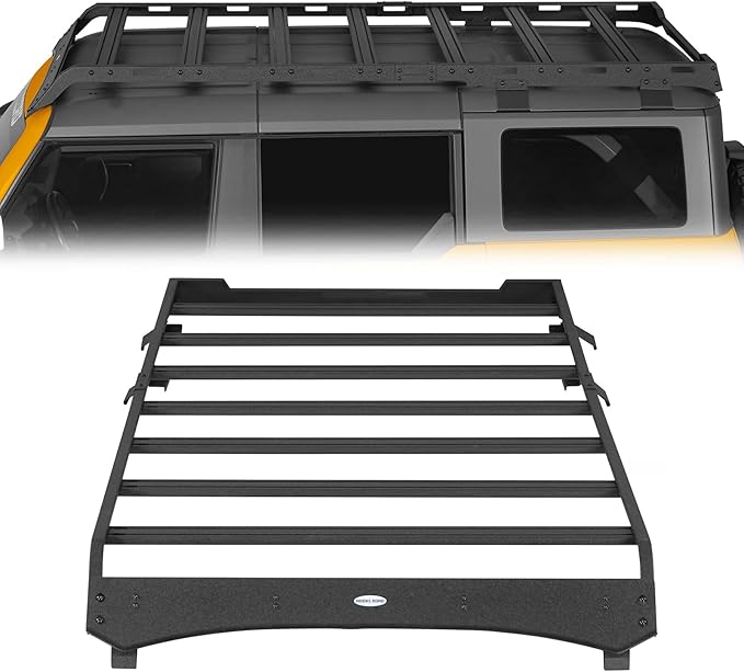 Hooke Road Bronco Full Length Roof Rack Aluminum Cross Bars for 2021-2025 Ford Bronco 4-Door Hardtop (Exclude Bronco Sport), Overlanding Rooftop Cargo Basket Carrier