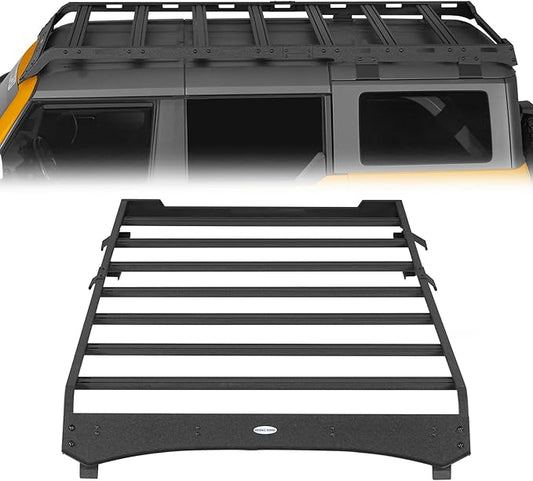 Hooke Road Bronco Full Length Roof Rack Aluminum Cross Bars for 2021-2025 Ford Bronco 4-Door Hardtop (Exclude Bronco Sport), Overlanding Rooftop Cargo Basket Carrier