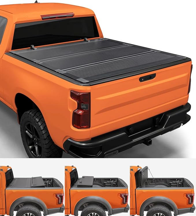 TIPTOP FILP Up Hard Folding Tonneau Cover Fits 2019-2025 Chevy Silverado/GMC Sierra 1500 with 6.6ft (79.4in), Not for CarbonPro Bed | Lightweight FRP, Low-Profile Waterproof Truck Bed Cover G3