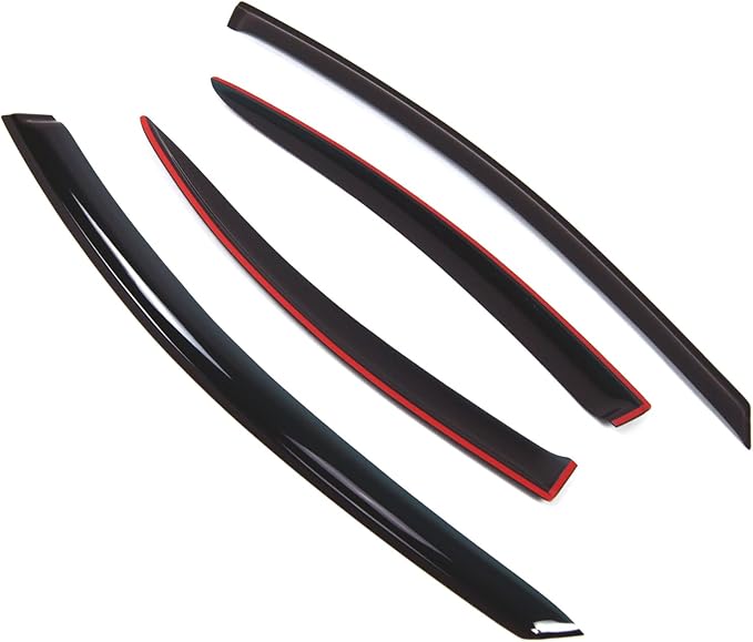 TuningPros Outside Mount Window Vent Visors Rain Guards Compatible with Dodge Neon 2000-2005 | Side Window Wind Deflectors Rain Shields | Smoke Tinted, 4 Pcs Set, DGWV-100