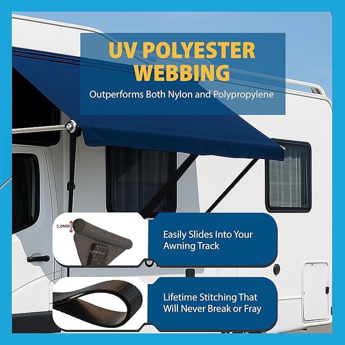 EZ-Xtend RV Camper Window Awning Pull Strap. Replacement Strap Made with UV Polyester Webbing, Lifetime Thread for Easy Operation RV Patio Window Awning. Sewn in USA (31")