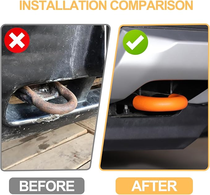 Car Tow Hook Protective Cover Compatible with Ford Ranger 2023-2025 Rubber Front Bumper Tow Ring Pull Ring Protective Case Trailer Pull Ring Trim Cover Exterior Accessories Tow Hook Covers (Orange)