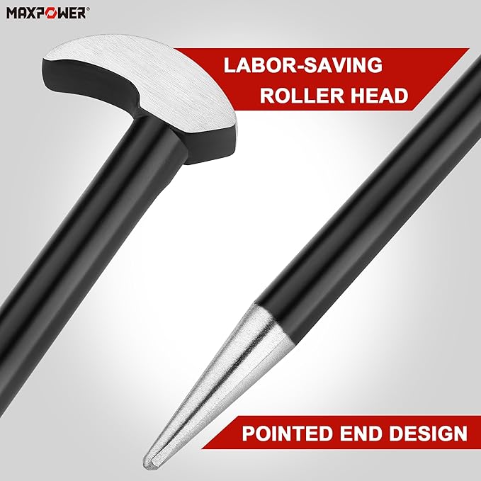 MAXPOWER 3 PCS Rolling Head Pry Bar Set 6 Inch 12 Inch 16 Inch
