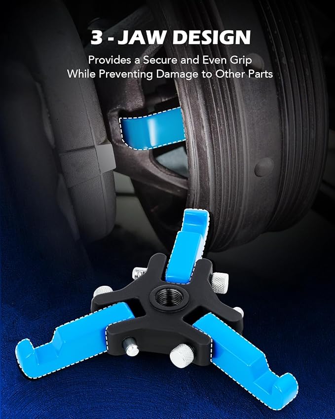 Orion Motor Tech Harmonic Balancer Puller Kit, Adjustable 3-Jaw Puller Set for Removing Harmonic Dampers & Balancers, 3-Jaw Pulley Puller Set Compatible with Chevy GM Chrysler Cadillac Ford More, Blue