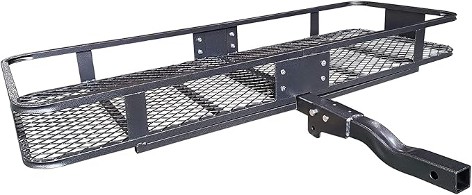 MeeFar Folding Hitch Mount Cargo Carrier Basket 60" X 20" X 6"+Waterproof Cargo Bag 16 Cubic Feet(58" 19" 24"),Hauling Weight Capacity of 500 Lbs and A Folding Arm.with Hitch Stabilizer,Net and Straps