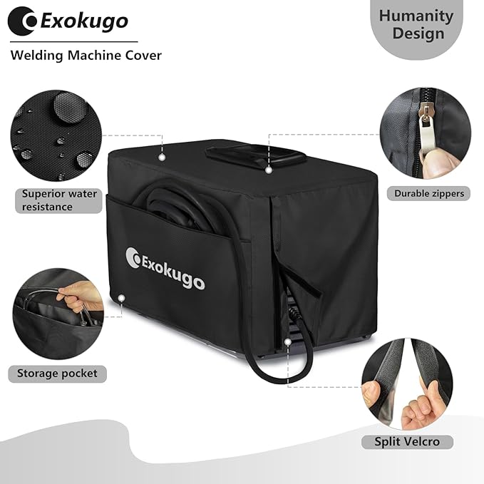 Premium Welding Machine Cover - Heavy Duty 600D Waterproof Welder Cover with Plush Liner, Protective Fit for TIG/MIG 100-210 Models (21.3"L x 11.5"W x 13"H)