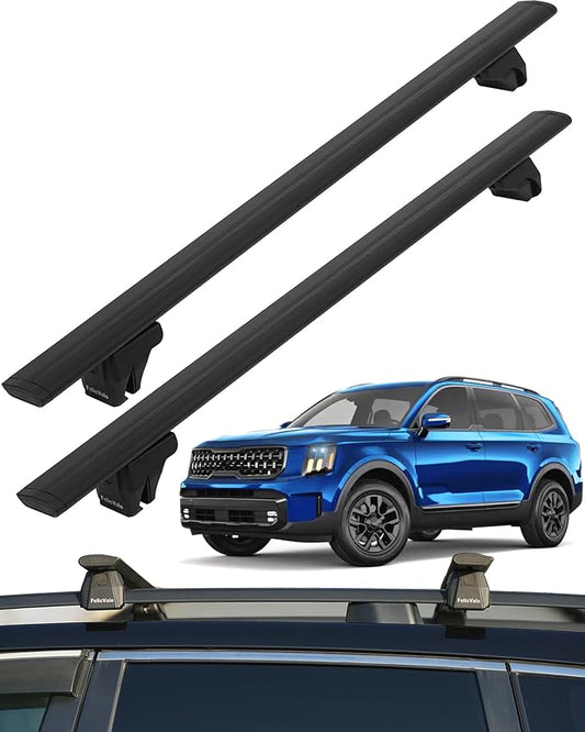 FelicValo 260lbs All-Metal Roof Rack Cross Bars Fit for KIA Telluride X-Line X-Pro 2023 2024 2025 with Raised Side Rails, Heavy Duty Aluminum Extended Crossbars Without Lock