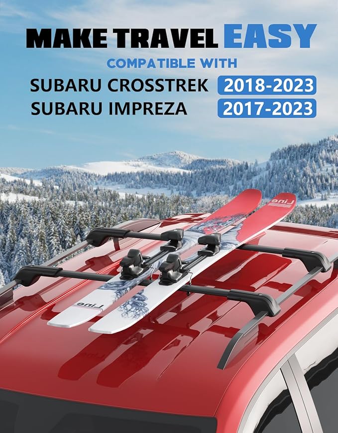 FengYu 330lbs Heavy Duty Lockable Roof Rack Cross Bars Compatible with Subaru Crosstrek 2018-2023 & Impreza 2017-2023 (with Raised Rails), All-Metal Aluminum Roof Rails Crossbars Rooftop Cargo Bars