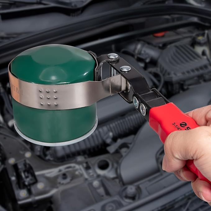 Spurtar Small Oil Filter Wrench, Swivel Oil Filter Removal Tool, Fits Filters 3-1/4" to 3-11/16" (83-94mm) for 4S Shop Auto Repair Mechanic DIY Generator Small Engine