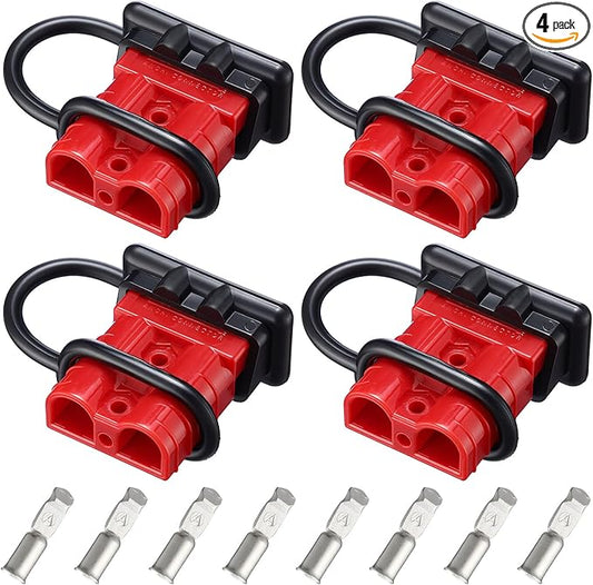 Frienda 4 Pieces 6-12 Gauge 50A Battery Quick Connector 12-36V Disconnect Wire Harness Plug Kit Battery Quick Connector Disconnect Plug for Motor Winch Trailer(50A)