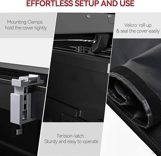 LEDKINGDOMUS Soft Roll-Up Truck Bed Tonneau Cover Fits for Ford Maverick 2022 2023 2024 2025 4'5" (54.4") Bed