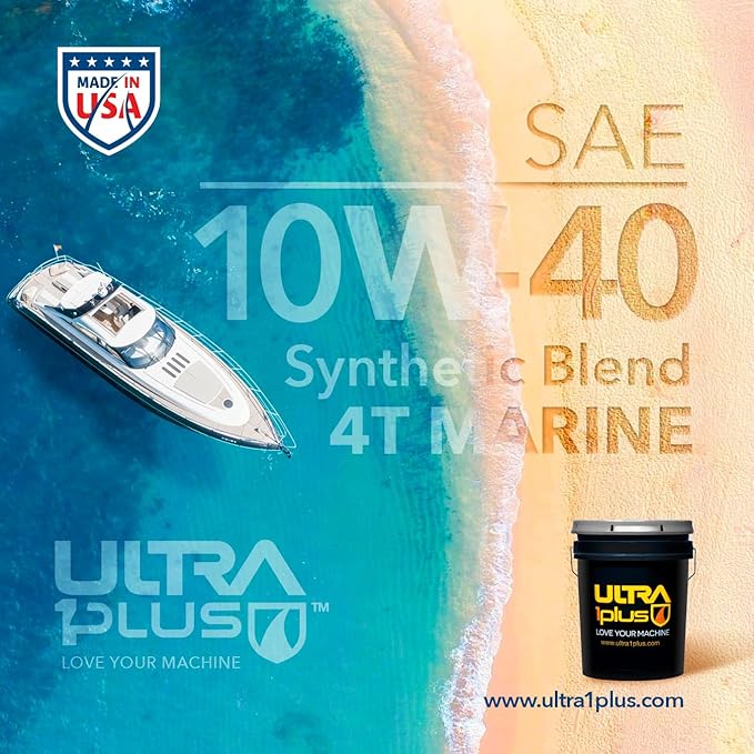 ULTRA 1PLUS SAE 10W-40 Synthetic Blend 4T Marine Engine Oil NMMA FC-W (5 Gallon Pail)