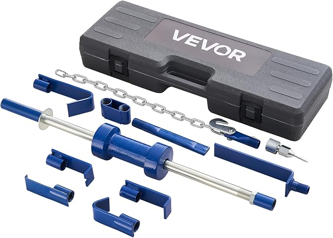 VEVOR Dent Puller Kit, 13 lbs 14-in-1 Slide Hammer Dent Removal Kit, Heavy-Duty Auto Body Truck Repair Automotive Damage Remover Tool Repair Frame with Carrying Case, Extension Rod, Non-Slip Handle