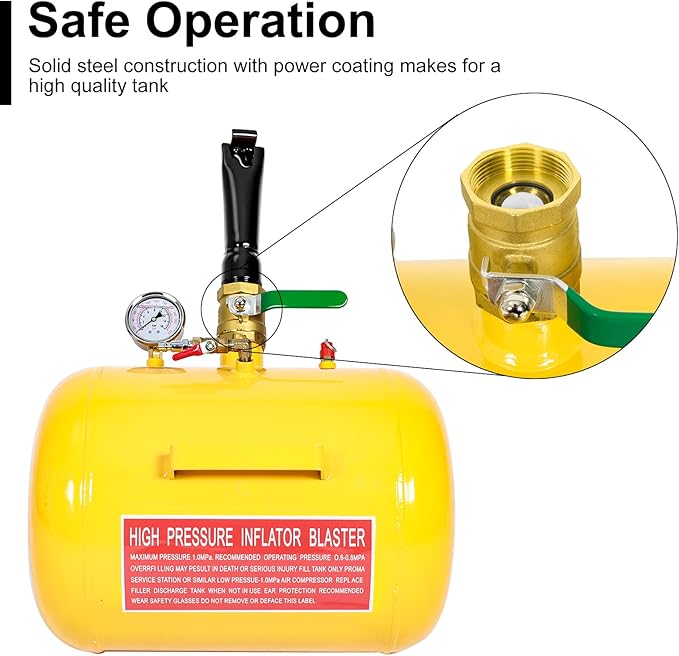 BLACKHORSE-RACING 7.5 Gallon Air Tire Bead Seater - Blaster Tool Seating Inflator w/Gauge Car Truck ATV Tank Heavy Duty