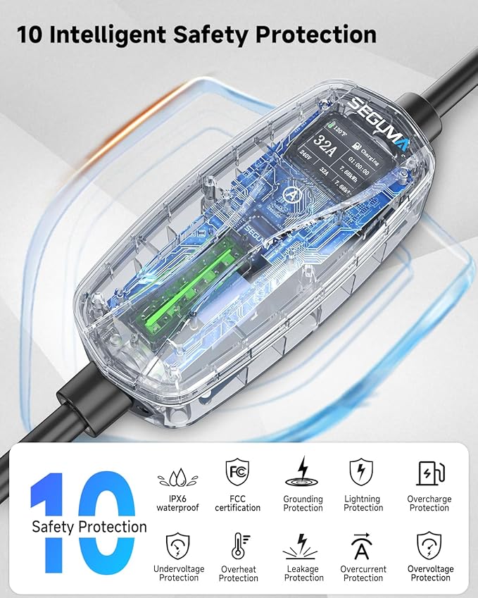 EV Charger Level 2 for Tesla(32Amp 240V 7.68kW), NEMA 14-50 Plug NACS EV Chargers, 25FT Adjustable Current Portable Electric Car Charger Compatible with All Nacs