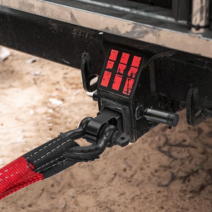 Nilight Anti-Theft Shackle Hitch Receiver 2Inch 45000 LBs Breaking Strength 3/4" Anti-Theft D Ring Shackle 5/8" Trailer Hitch Lock Pin Heavy Duty Solid Towing Kit for Trucks Off Road (Black)