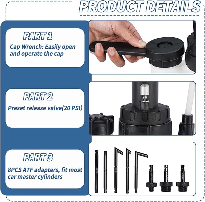 3L Transmission Fluid Pump Transmission Oil Pump Extractor Manual Oil Pump/Oil Filling Filler S ystem Tool with 8Pcs Adapters