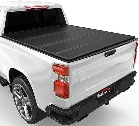 Hard Quad-fold Truck Bed Tonneau Cover Compatible with 6.5 FT for 1999-2006 Chevy Silverado/GMC Sierra 1500 2500 3500 HD, 2007 Classic, 1988-2002 C/K 6.5 FT (79") Bed Fleetside