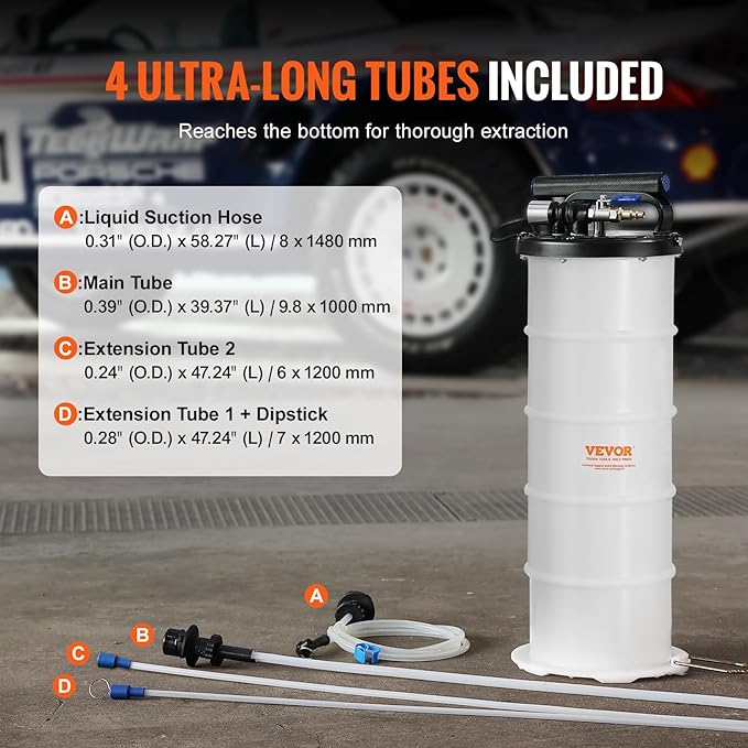 VEVOR 6.5L Pneumatic/Manual Oil Extractor Pump, Fluid Extractor Pump for Automotive Fluids Vacuum Evacuation, Oil Change & Fluid Change Tool with Dipstick and Suction Hose